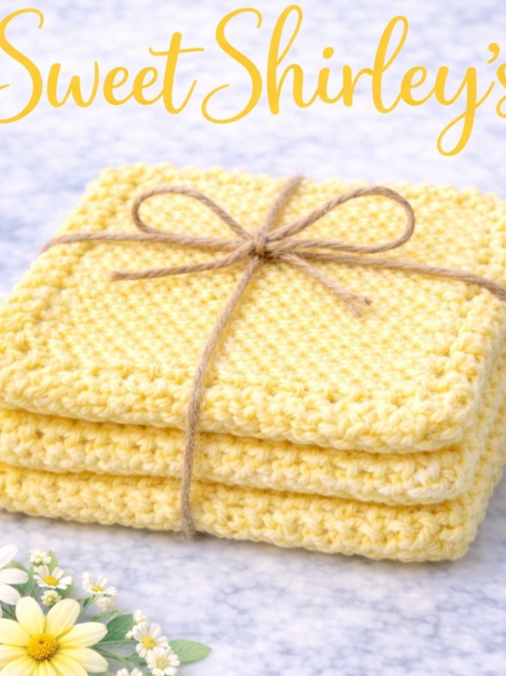 Bundle of 3 Sweet Shirley’s “Soft Sunshine” Dishcloth